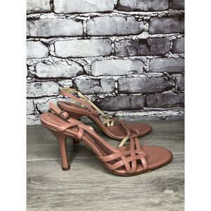 VIA SPIGA Pink Leather Ankle Strap Stiletto Heels Sandals Women Sz 9N US/39.5EU